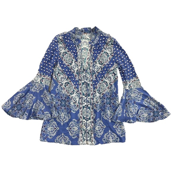 Free People Tops - Free People Magic Tunic Flutter Sleeve Boho Button Down OB539806
